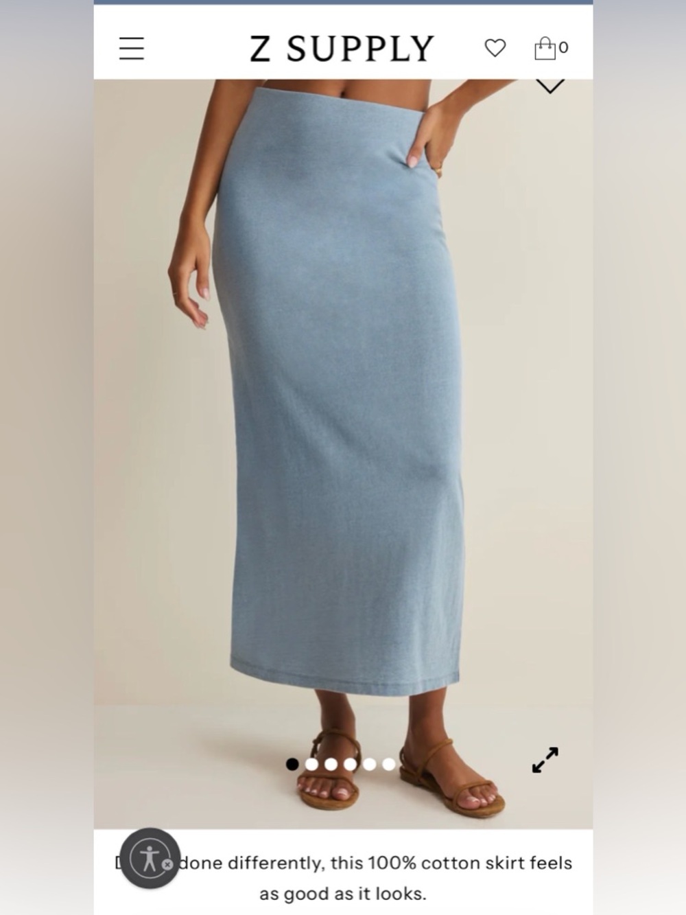Z Supply Gail Jersey Denim Midi Skirt
